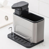 Dispenser Multifunctional, Dozator Pentru Detergent, Pentru Sapun Lichid, Dezinfectant, Cu Suport Pentru Ustensile, 18.5 X 18 X 12.8 Cm Negru - vivimall.ro