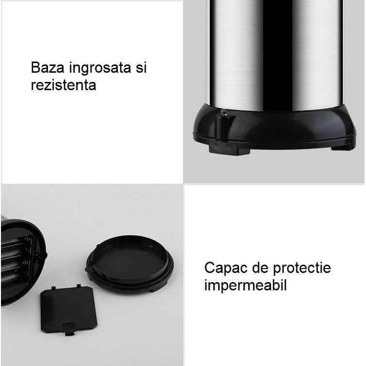 Dispenser Pentru Sapun Lichid/Dezinfectant, Cu Senzor Infrarosu De Miscare, Din Otel Inoxidabil, 250 Ml, 19 X 11 Cm, Gri - vivimall.ro