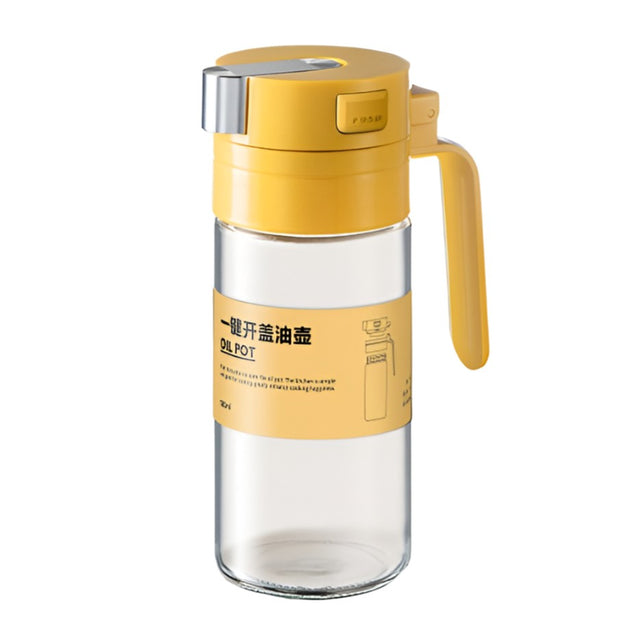 Dispenser pentru Ulei, Vivimall, Deschidere si Inchidere Automata a Rezervorul, cu Inductie Gravitationala, 550 ml, 12x7.6x20.5 cm, Galben - vivimall.ro