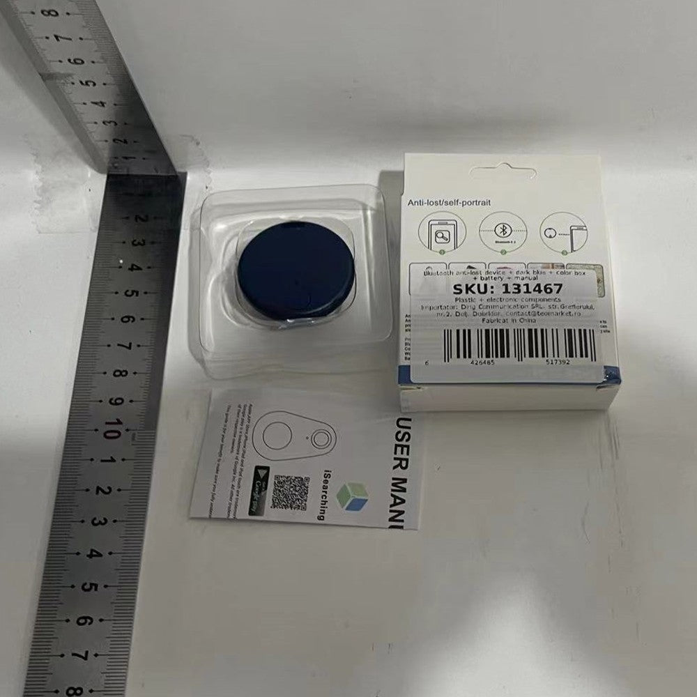 Dispozitiv Anti Pierdere Inteligent, Vivimall, conexiune Bluetooth, Dispozitiv Anti Pierdere pentru accesorii, Baterie si Manual de Utilizare Incluse 38 x 38 x 7 mm, Albastru inchis - vivimall.ro