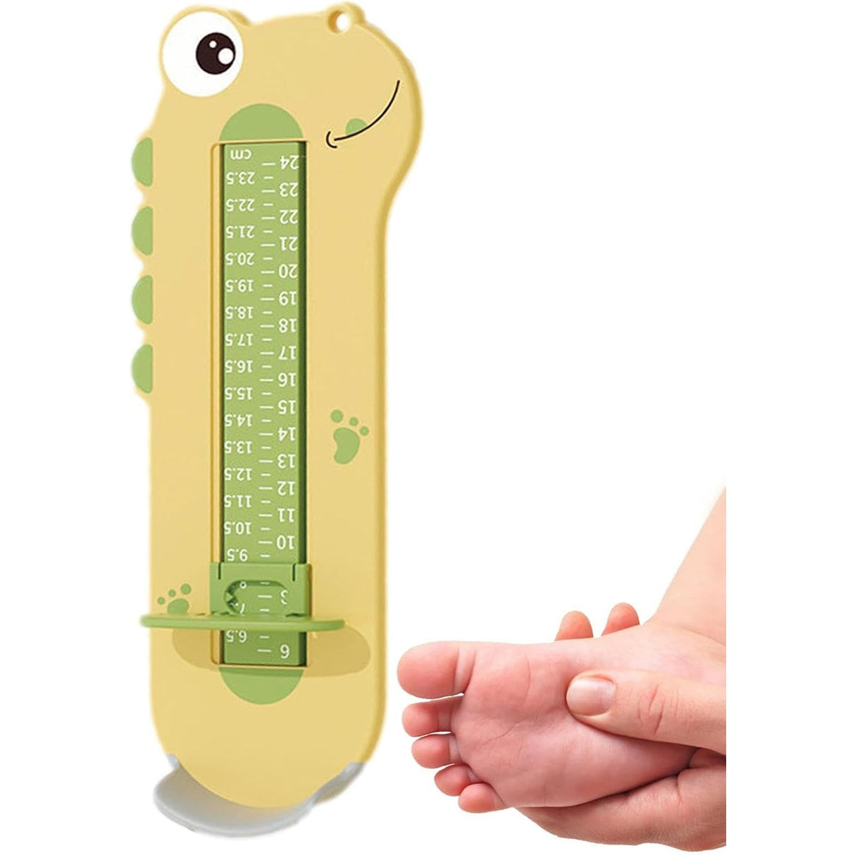 Dispozitiv de Masurat Talpa Piciorului pentru Bebelusi, Vivimall, 9-24, Model Dinozaur, Galben