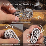 Jucarie Fidget Spinner Premium Anti Stres, Flippy, Giroscop din Aliaj, Jucarie din Metal de decompresie, forma Lant de Angrenaj de Bicicleta, 6 x 3.5 cm, Argintiu