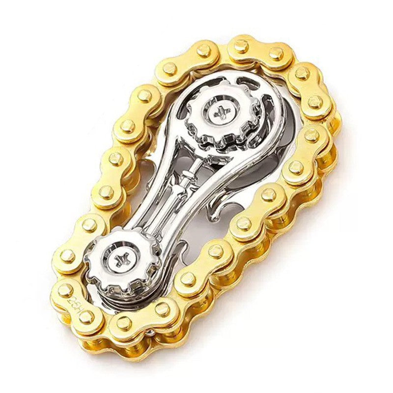 Jucarie Fidget Spinner Premium Anti Stres, Giroscop Din Aliaj, Jucarie Din Metal De Decompresie, Forma Lant De Angrenaj De Bicicleta