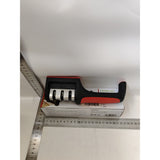 Dispozitiv pentru ascutit cutite Flippy, cu 3 pozitii, rosu/negru, material inox si ABS, 21.5x5x6 cm