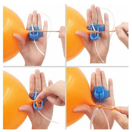 Dispozitiv de Legat Baloane, Flippy, din Plastic, pentru Mana, 6.5 x 5.5 cm, Albastru