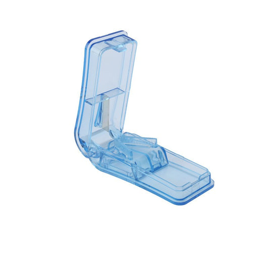 Dispozitiv pentru taiat sau sfaramat medicamente Vivimall, material non-toxic, portabil, albastru