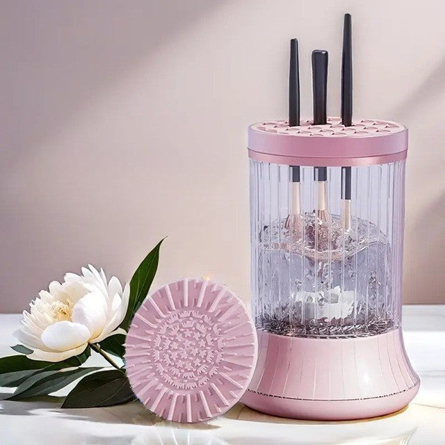 Dispozitiv Portabil Curățare Pensule Machiaj  Roz | GlamSonic - vivimall.ro