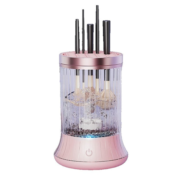 Dispozitiv Portabil de Curatare a Pensulelor de Machiaj, Vivimall, pentru Pensule de Diferite Dimensiuni, 5V, 7000RPM, Vibratii Sonice, USB Type C, 9x9x16 cm, Roz - vivimall.ro