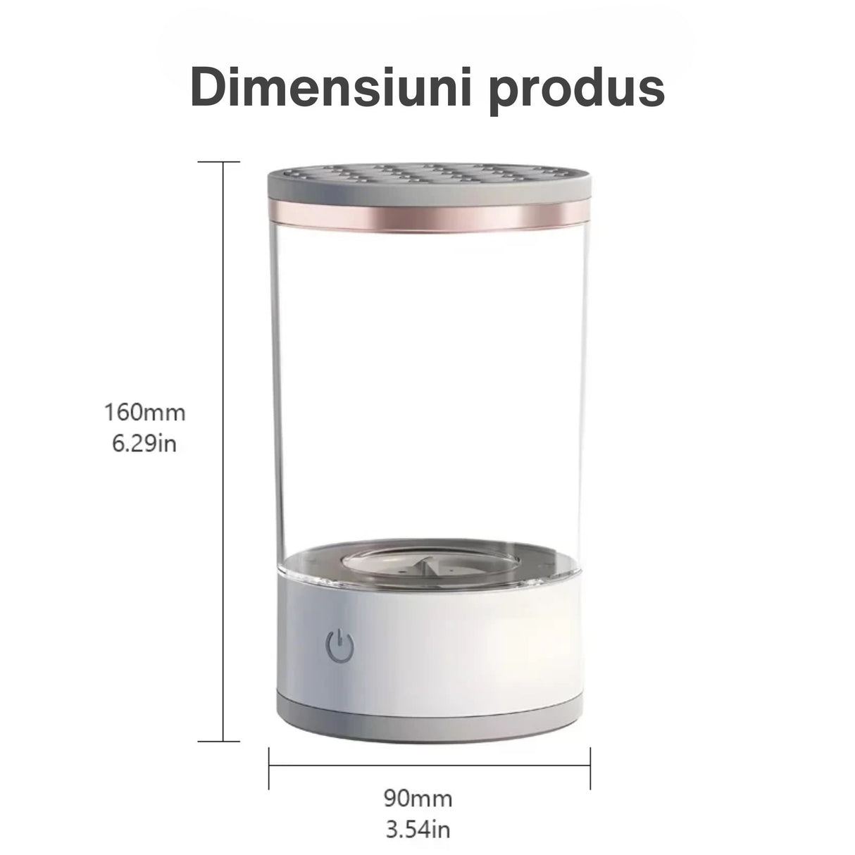 Dispozitiv Portabil de Curatare a Pensulelor de Machiaj, Vivimall, Potrivit pentru Pensule de Diferite Dimensiuni, 5V, 7000RPM, Vibratii Sonice, USB, Alb/Transparent, 9x9x16 cm - vivimall.ro