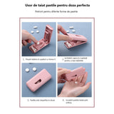 Dispozitiv taiere si depozitare medicamente, Vivimall, Albastru, Plastic, 8 x 4 x 1.8 cm - vivimall.ro