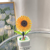 Set de Constructie Floarea Soarelui in Ghiveci, Vivimall, 4 Ani, Ornament Creativ, 16x6.2 cm, Galben - vivimall.ro