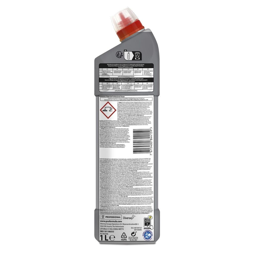 Domestos Professional Toilet Gel Ocean – Gel Dezinfectant pentru Toaleta, 1L - vivimall.ro