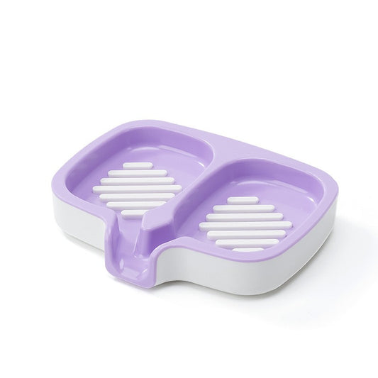 Savoniera Dubla, Vivimall, Sistem de Scurgere a Apei, din ABS, 14.5 x 18 x 3 cm, Mov/Alb - vivimall.ro