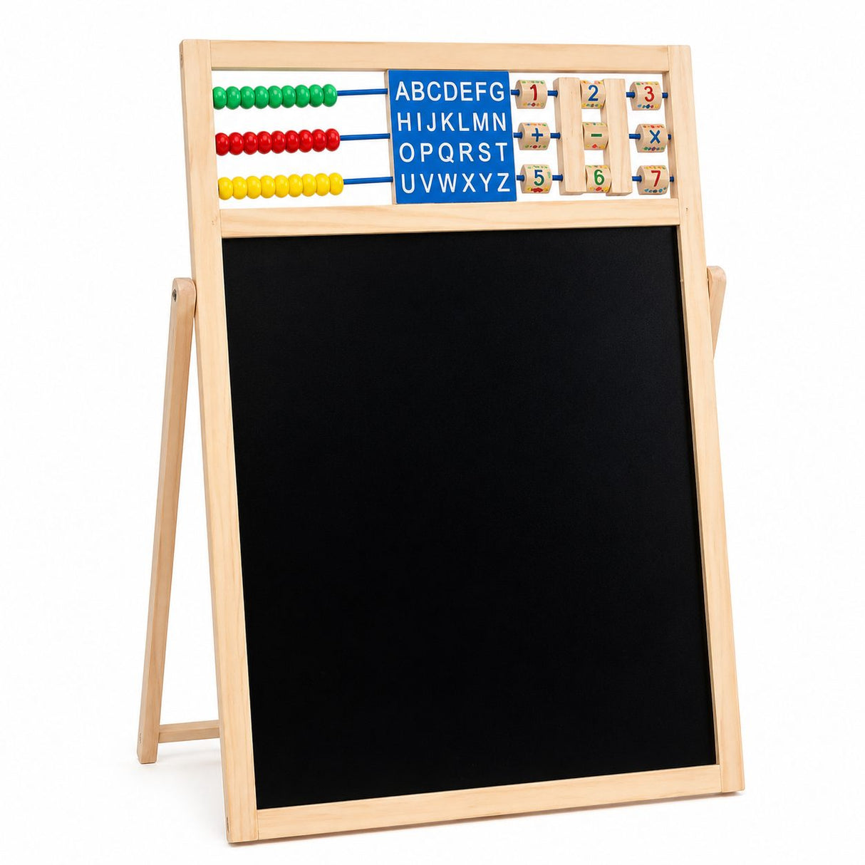 Tablă magnetică Flippy cu două fețe și cadru din lemn, vedere frontală completă, 52x36 cm