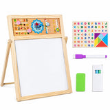 Tablă magnetică educativă Flippy cu două fețe și cadru din lemn, vedere frontală, 52x36 cm