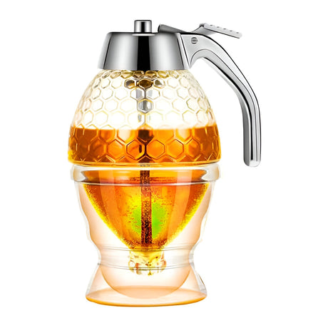 Dozator De Miere, Dispenser Fara Picurare, Borcan Tip Fagure, Fara Scurgeri, Pentru Zahar Si Sirop, 15X8 Cm, Transparent - vivimall.ro