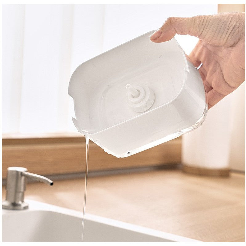 Dozator Dispenser 2 In 1 Pentru Detergent Lichid De Vase Sau Pentru Obiecte Sanitare Cu Suport Pentru Burete De Bucatarie, 8.6 X 14.5 X 10 Cm, Capacitate 300 Ml, Alb - vivimall.ro
