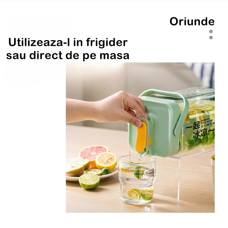Dozator Portabil Pentru Bauturi 3.5 Litri, Capac Etans, Duza Deschidere/Inchidere, Recipent Din Plastic, Gradat, Filtru, Maner, Pentru Diverse Bauturi, 29.7 X 14.1 X 14.4 Cm, Verde - vivimall.ro
