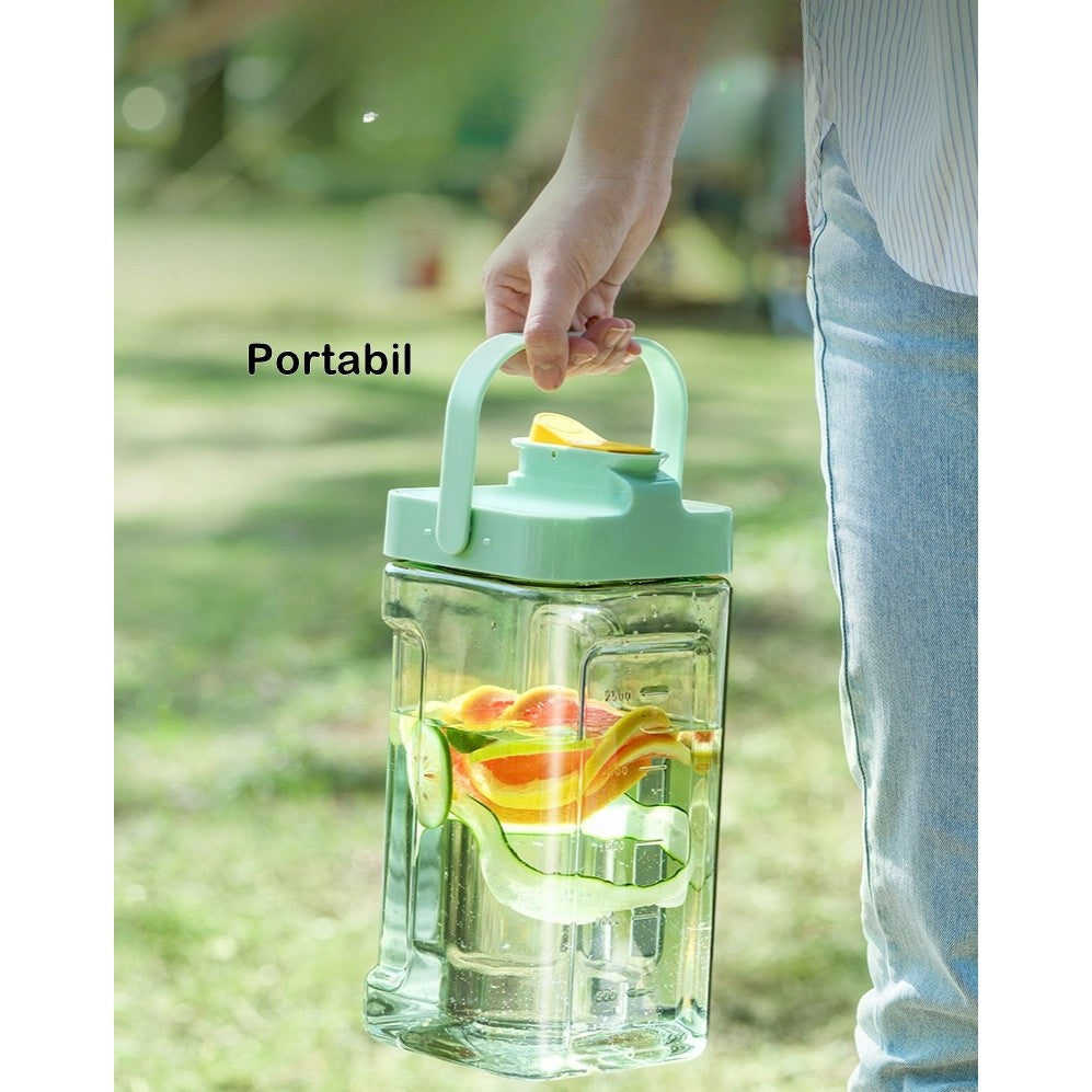 Dozator Portabil Pentru Bauturi 3.5 Litri, Capac Etans, Duza Deschidere/Inchidere, Recipent Din Plastic, Gradat, Filtru, Maner, Pentru Diverse Bauturi, 29.7 X 14.1 X 14.4 Cm, Verde - vivimall.ro