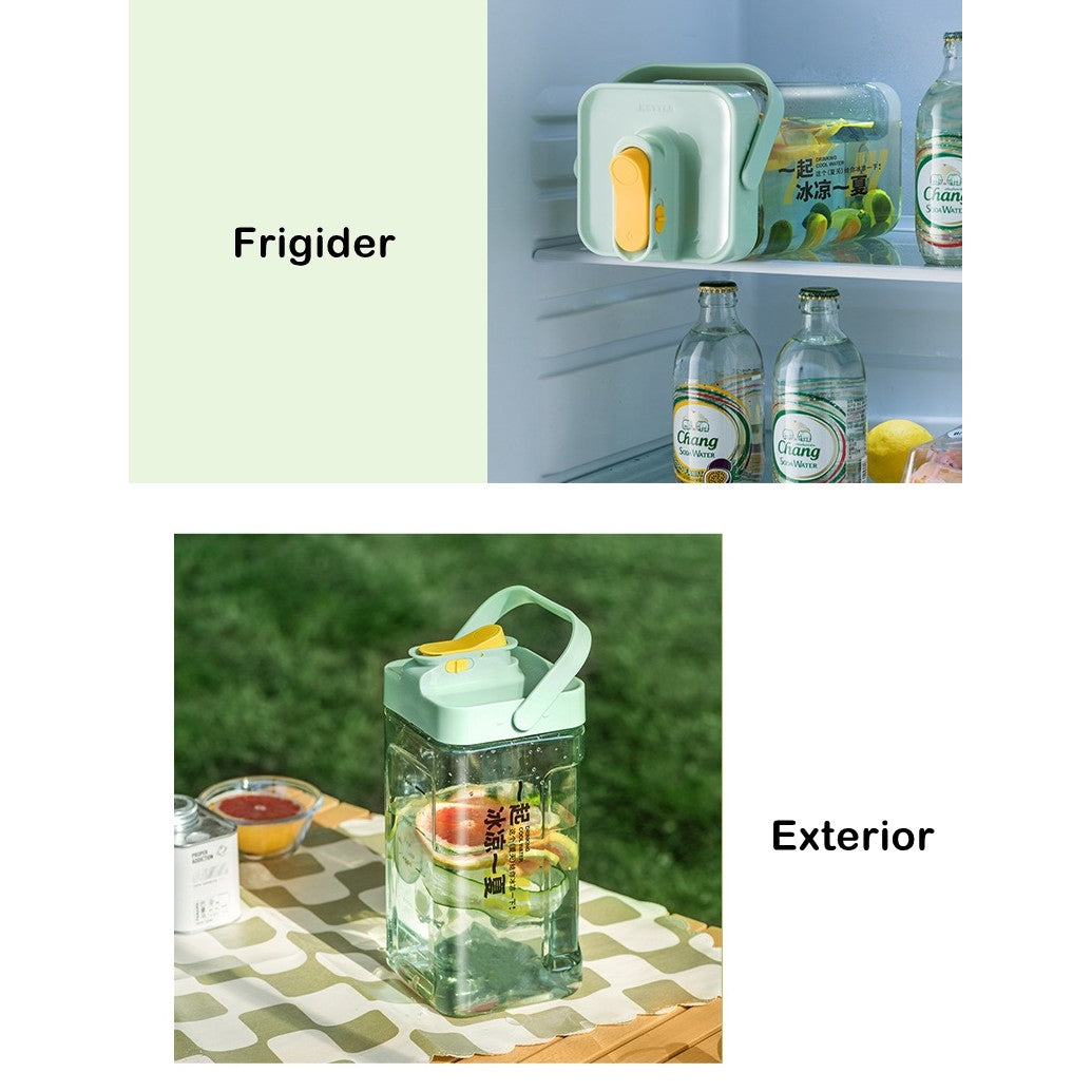 Dozator Portabil Pentru Bauturi 3.5 Litri, Capac Etans, Duza Deschidere/Inchidere, Recipent Din Plastic, Gradat, Filtru, Maner, Pentru Diverse Bauturi, 29.7 X 14.1 X 14.4 Cm, Verde - vivimall.ro