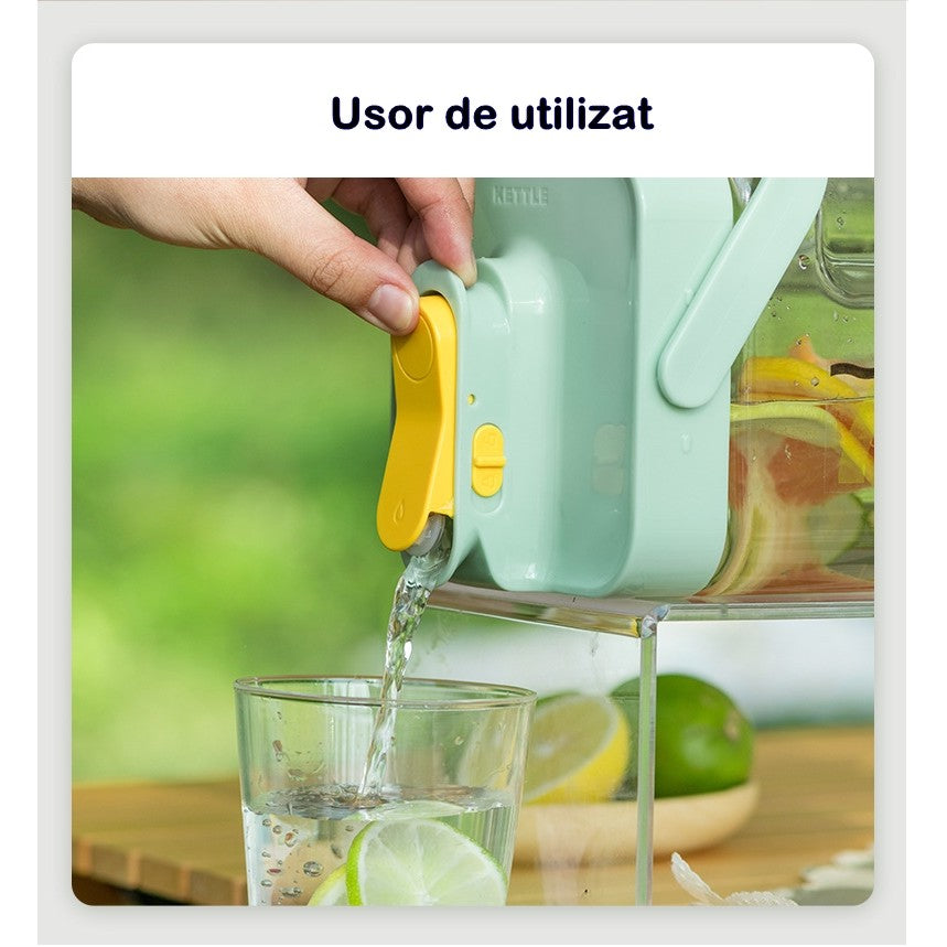 Dozator Portabil Pentru Bauturi 3.5 Litri, Capac Etans, Duza Deschidere/Inchidere, Recipent Din Plastic, Gradat, Filtru, Maner, Pentru Diverse Bauturi, 29.7 X 14.1 X 14.4 Cm, Verde - vivimall.ro