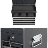 Dulap pentru scule 2 in 1, Flippy, Carucior Atelier pe Roti, 8 Sertare, Cutie Detasabila, cu Incuietoare, 61.8 x 33 x 107 cm, Negru - vivimall.ro
