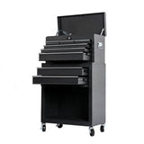 Dulap pentru scule 2 in 1, Flippy, Carucior Atelier pe Roti, 8 Sertare, Cutie Detasabila, cu Incuietoare, 61.8 x 33 x 107 cm, Negru - vivimall.ro