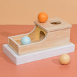 Cutie Montessori din lemn cu bile colorate și sertar, model macaron, vedere frontală, 0.42 kg