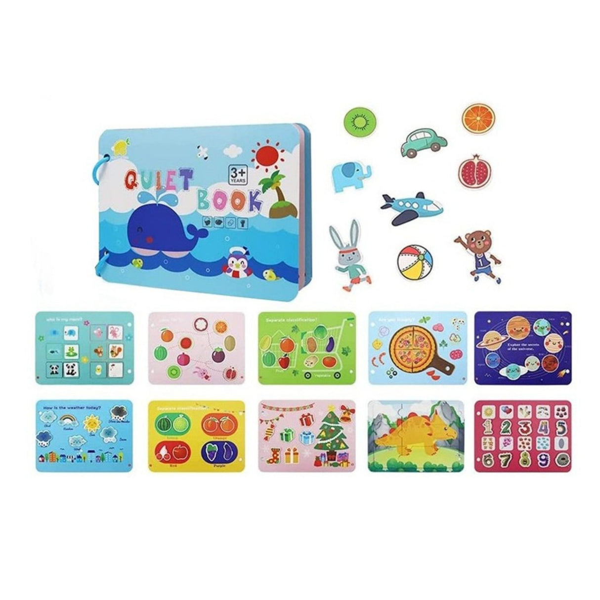 Copil folosind cartea Montessori Flippy Quiet Book, antrenament motricitate fină, vârstă 3 ani+