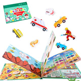 Pagini interactive ale Quiet Book-ului Flippy cu piese detașabile colorate pentru copii de 3 ani, detaliu activități