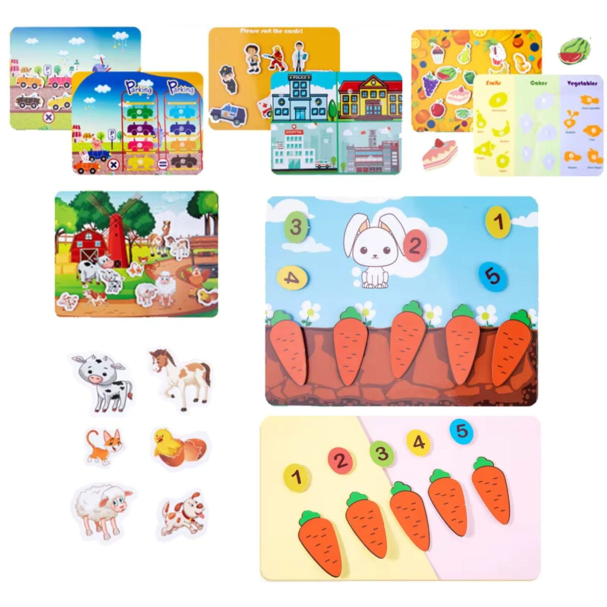 Copil folosind Quiet Book Flippy, antrenând motricitatea fină prin potrivirea stickerelor reutilizabile