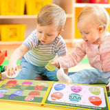 Detaliu carton plastifiat și margini rotunjite Quiet Book Flippy Dinozauri, rezistent la apă