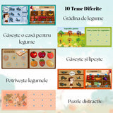 Detaliu stickere reutilizabile Velcro din cartea senzorială Flippy, joc Montessori multicolor