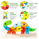 Puzzle educativ lemn Flippy Brachiosaurus, vedere laterală, greutate 28g, format compact pentru copii