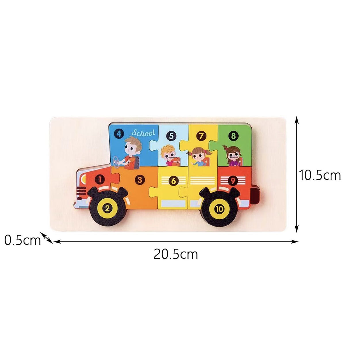 Detaliu piesă puzzle lemn 3D Flippy, vopsea ecologică multicolor, textură naturală lemn