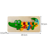 Puzzle lemn copii 0-3 ani Flippy, model crocodil dezmembrat, toate cele 11 piese expuse