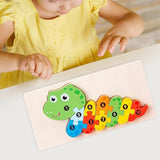 Ambalaj puzzle din lemn Flippy Montessori model Șarpe, 11 piese, produs ecologic pentru copii