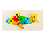 Puzzle din lemn 3D Flippy Montessori model avion, 11 piese multicolor, vedere frontală completă
