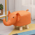 Taburet pentru Copii, Flippy, Scaun Tip Taburet, Model Elefant, din Lemn Masiv, Scaun pentru Copii, 30 x 25 x 25 cm, Portocaliu - vivimall.ro