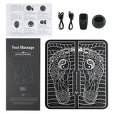 Covoras De Masaj Pentru Picioare, Ems, 4 Niveluri De Intensitate, Incarcare Usb, Ecran Led, Telecomanda Inclusa, Negru - vivimall.ro