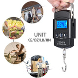 Cantar Digital De Mana Cu Carlig, Cantar Portabil, Pescuit, Cu Maner, Capacitate 50 Kg, Cu Metru Incorporat, 20.5 X 6 X 2.5 Cm, Negru - vivimall.ro