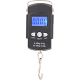 Cantar Digital de Mana cu Carlig, Vivimall, Cantar Portabil, Pescuit, cu Maner, Capacitate 50 kg, cu Metru Incorporat, 20.5 x 6 x 2.5 cm, Negru - vivimall.ro