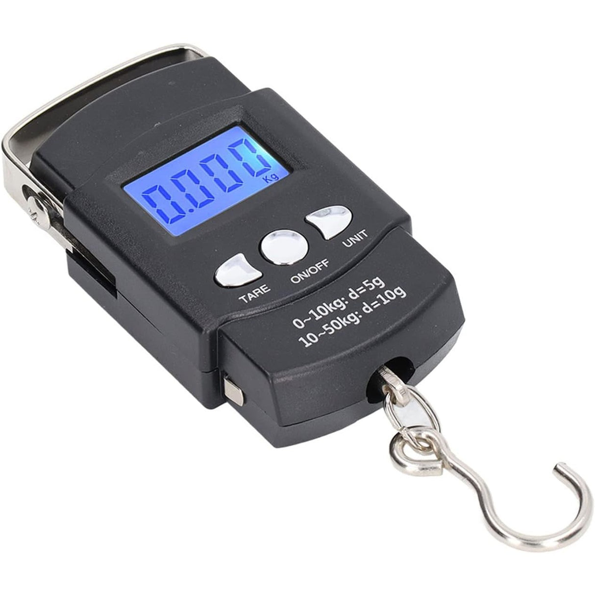 Cantar Digital De Mana Cu Carlig, Cantar Portabil, Pescuit, Cu Maner, Capacitate 50 Kg, Cu Metru Incorporat, 20.5 X 6 X 2.5 Cm, Negru - vivimall.ro