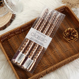 Set 4 Lumanari pentru Masa, Cina, Decor, Vivimall, Model Rasucit, Lungime 25 cm, Bronz - vivimall.ro