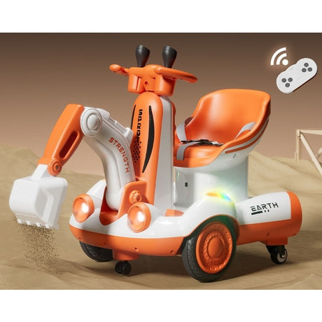 Excavator Electric, Vivimall, pe 4 Roti Antiderapante, cu Telecomanda, Brat Controlat Electric, cu Telecomanda, +2 Ani, Portocaliu - vivimall.ro