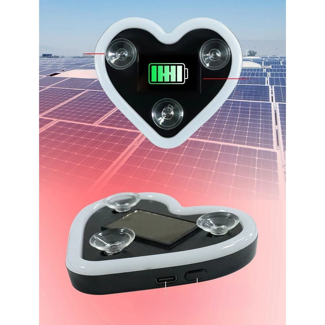 Lumina Auto Ambientala, Flippy, Model Inima, Incarcare Solara/USB, Afisaj Baterie, 9.7 x 8.4 x 1.6 cm, Albastru