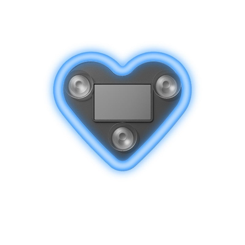 Lumina Auto Ambientala, Flippy, Model Inima, Incarcare Solara/USB, Afisaj Baterie, 9.7 x 8.4 x 1.6 cm, Albastru
