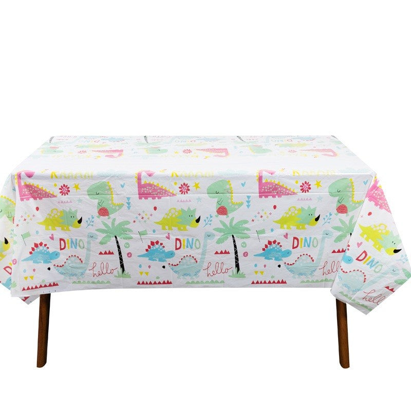 Fata de Masa Dreptunghiulara, Vivimall, Colectia Dino Park, 180 x 108 cm, din PE, Anti-pete, Impermeabila, Multicolor