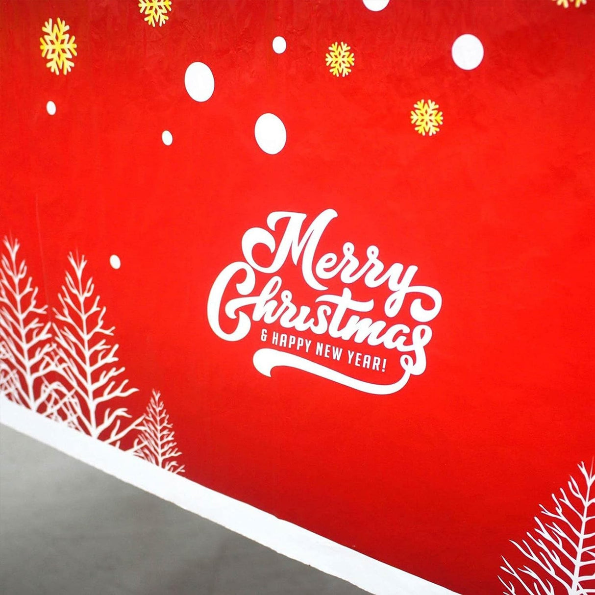 Fata De Masa Dreptunghiulara Pvc, 2.5 Mm Grosime, Imprimeu Merry Christmas, Potrivit Pentru Craciun, Utilizare Multipla, 180 X 108 Cm, Alb - vivimall.ro