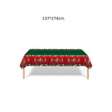Fata de Masa Festiva, Vivimall, Dreptunghiulara, Imprimeu Merry Christmas, Tema Craciun, Rezistenta la Apa, din PVC, 137 x 274 cm, Rosu/Verde